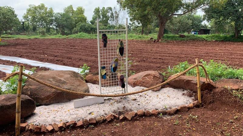 Slippery Slope recycled-material art installation at Rassba Farm